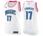 Women's Orlando Magic #17 Jonathon Simmons Swingman White Pink Fashion Basketball Jersey