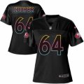 Women San Francisco 49ers #64 Jonathan Cooper Game Black Fashion NFL Jersey