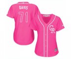 Women's Colorado Rockies #71 Wade Davis Authentic Pink Fashion Cool Base Baseball Jersey