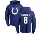 Indianapolis Colts #8 Rigoberto Sanchez Royal Blue Name & Number Logo Pullover Hoodie