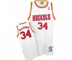Houston Rockets #34 Hakeem Olajuwon Swingman White Throwback Basketball Jersey