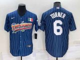 Los Angeles Dodgers #6 Trea Turner Rainbow Blue Red Pinstripe Mexico Cool Base Nike Jersey