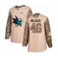 San Jose Sharks #46 Nicolas Meloche Authentic Camo Veterans Day Practice Hockey Jersey