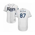 Tampa Bay Rays #87 Jose De Leon Home White Home Flex Base Authentic Collection Baseball Player Jersey