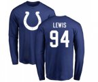 Indianapolis Colts #94 Tyquan Lewis Royal Blue Name & Number Logo Long Sleeve T-Shirt