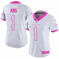 Women Denver Broncos #1 Marquette King Limited White Pink Rush Fashion NFL Jersey
