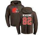 Cleveland Browns #82 Ozzie Newsome Brown Name & Number Logo Pullover Hoodie