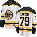 Boston Bruins #79 Jeremy Lauzon Authentic White Away Fanatics Branded Breakaway NHL Jersey