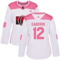 Women Ottawa Senators #12 Marian Gaborik Authentic White Pink Fashion NHL Jersey
