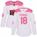 Women Ottawa Senators #18 Ryan Dzingel Authentic White Pink Fashion NHL Jersey