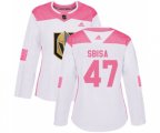 Women Vegas Golden Knights #47 Luca Sbisa Authentic White Pink Fashion NHL Jersey