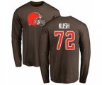 Cleveland Browns #72 Eric Kush Brown Name & Number Logo Long Sleeve T-Shirt