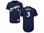 Milwaukee Brewers #3 Orlando Arcia Navy Blue Flexbase Authentic Collection MLB Jersey