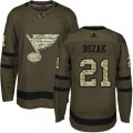 St. Louis Blues #21 Tyler Bozak Authentic Green Salute to Service NHL Jersey