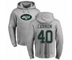 New York Jets #40 Trenton Cannon Ash Name & Number Logo Pullover Hoodie