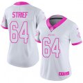 Women New Orleans Saints #64 Zach Strief Limited White Pink Rush Fashion NFL Jersey