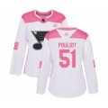 Women St. Louis Blues #51 Derrick Pouliot Authentic White Pink Fashion Hockey Jersey