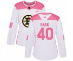 Women Boston Bruins #40 Tuukka Rask Authentic White Pink Fashion Hockey Jersey