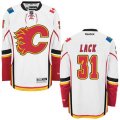 Calgary Flames #31 Eddie Lack Authentic White Away NHL Jersey
