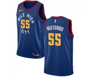Denver Nuggets #55 Dikembe Mutombo Authentic Light Blue Alternate Basketball Jersey Statement Edition