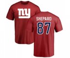 New York Giants #87 Sterling Shepard Red Name & Number Logo T-Shirt