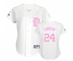 Women's Detroit Tigers #24 Miguel Cabrera Authentic White(Pink No.) Fashion Baseball Jersey