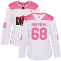 Women Ottawa Senators #68 Mike Hoffman Authentic White Pink Fashion NHL Jersey