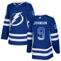 Tampa Bay Lightning #9 Tyler Johnson Authentic Blue Drift Fashion NHL Jersey