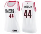 Women's Portland Trail Blazers #44 Mario Hezonja Swingman White Pink Fashion Basketball Jersey