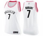 Women's Brooklyn Nets #7 Kevin Durant Swingman White Pink Fashion Basketball Jersey