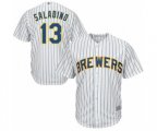 Milwaukee Brewers Tyler Saladino Replica White Alternate Cool Base Baseball Player Jersey