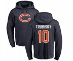 Chicago Bears #10 Mitchell Trubisky Navy Blue Name & Number Logo Pullover Hoodie