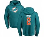 Miami Dolphins #2 Matt Haack Aqua Green Name & Number Logo Pullover Hoodie