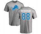 Detroit Lions #88 T.J. Hockenson Ash Name & Number Logo T-Shirt