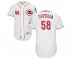 Cincinnati Reds #58 Luis Castillo White Home Flex Base Authentic Collection Baseball Jersey