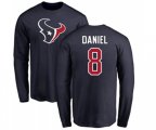 Houston Texans #8 Trevor Daniel Navy Blue Name & Number Logo Long Sleeve T-Shirt