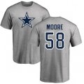 Dallas Cowboys #58 Damontre Moore Ash Name & Number Logo T-Shirt
