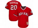 Mitchell and Ness Cleveland Indians #20 Eddie Robinson Authentic Red Throwback MLB Jersey