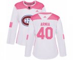 Women Montreal Canadiens #40 Joel Armia Authentic White Pink Fashion NHL Jersey