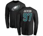 Philadelphia Eagles #97 Malik Jackson Black Name & Number Logo Long Sleeve T-Shirt