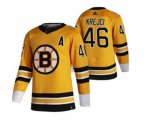 Boston Bruins #46 David Krejci Yellow 2020-21 Reverse Retro Alternate Hockey Jersey