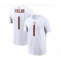 Chicago Bears #1 Justin Fields 2021 White Football Draft First Round Pick Player Name & Number T-Shirt