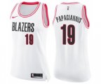 Women's Portland Trail Blazers #19 Georgios Papagiannis Swingman White Pink Fashion Basketball Jersey