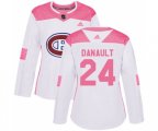 Women Montreal Canadiens #24 Phillip Danault Authentic White Pink Fashion NHL Jersey