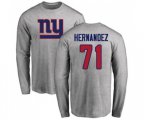New York Giants #71 Will Hernandez Ash Name & Number Logo Long Sleeve T-Shirt