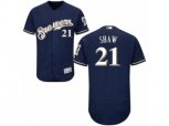 Milwaukee Brewers #21 Travis Shaw Navy Blue Flexbase Authentic Collection MLB Jersey