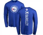 Philadelphia 76ers #34 Charles Barkley Royal Blue Backer Long Sleeve T-Shirt