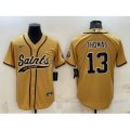 New Orleans Saints #13 Michael Thomas Gold With Patch Cool Base Stitched Baseball Jersey