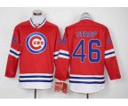 Men Chicago Cubs #46 Pedro Strop Red Long Sleeve Stitched Baseball Jersey