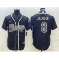 Baltimore Ravens #8 Lamar Jackson Black Reflective With Patch Cool Base Stitched Baseball Jersey